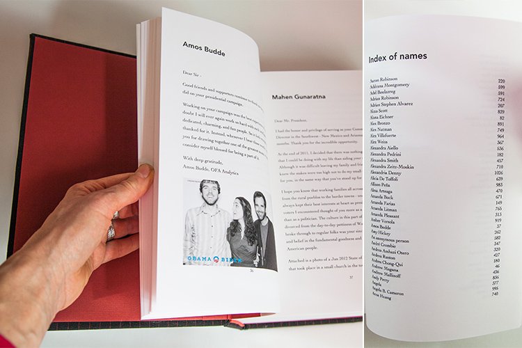 The letters written to Obama by the campaign staff. © FromABirdie.com